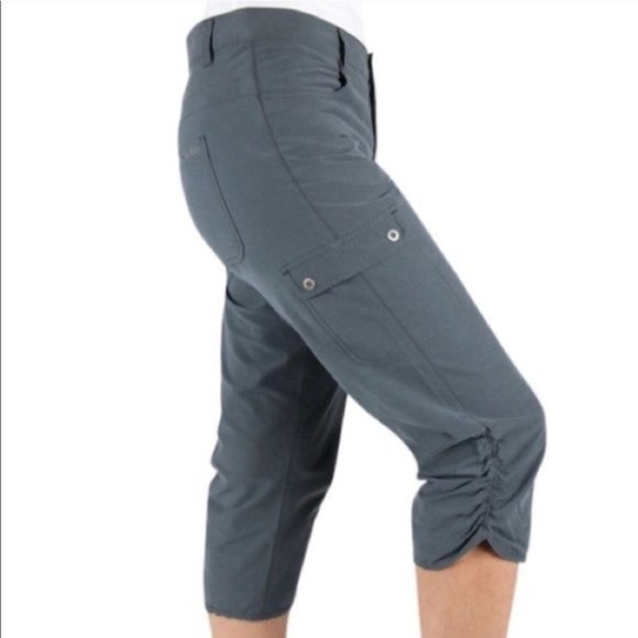 Woolrich Trek Cargo Ruched Grey Capris Size 8 - Picture 1 of 12